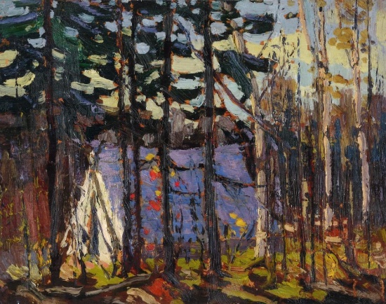 Tom Thomson (1877-1917)"Artist's Camp, Canoe Lake" 8x10 On ' Wood Panel ' Canadian Art Collection