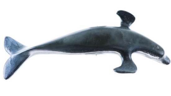inuk Artist - Hand Carved Stone Whale Sculpture - 14" Long -4"W
