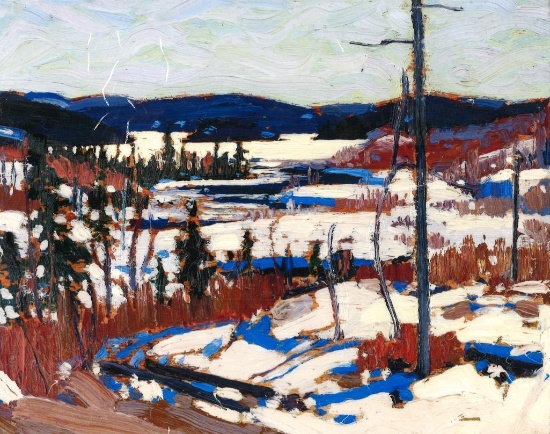 Tom Thomson (1877-1917)"Early Spring, Canoe Lake" 8x10 On ' Wood Panel ' Canadian Art Collection