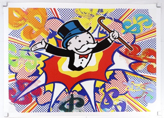 Smart Alek, Pop Artist 24x30' Canvas Giclee Monopoly Series With C.O.A