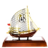 Hand Made 24kt Gold Leaf Model Ship - Deluxe Displ