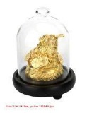 24kt. Gold Foil Feng Shui Money Frog, Attracts Wealth, Luck & Prosperity. Housed in A Glass Dome