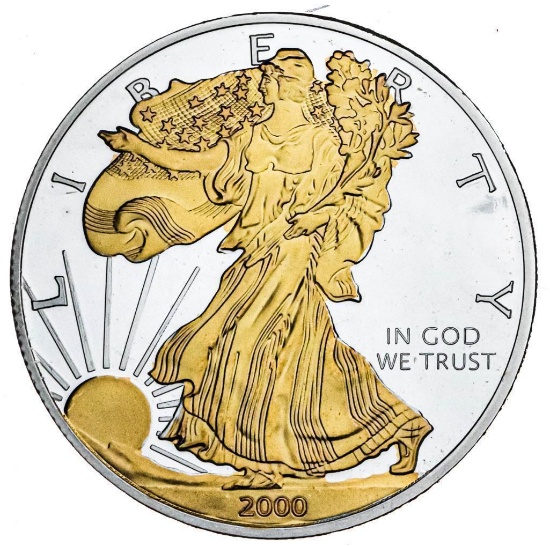 Liberty Gold Eagle - USA 1 oz. Fine Clad One Dollar on Giclee Art Card Display