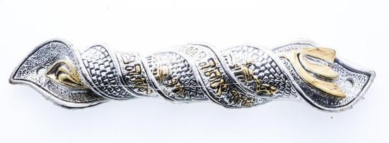 New Sterling Silver Judaica "Mezuzah"w/24 kt Gold Plate Accents