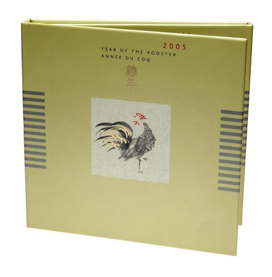 RCM & Canada Post 2005 Year of The Rooster Stamp & Precious Coin Set -925 Sterling Silver w/ 23kt G.