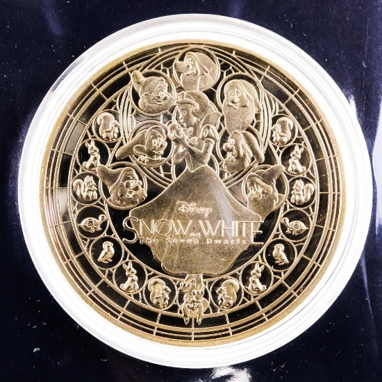 Disney SNOW WHITE  24kt Gold Foil UNC Medallion - Art Card Display