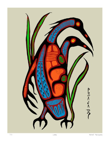 Norval Morrisseau - 10 x 14 Giclee - "LOONS" In Original Folio