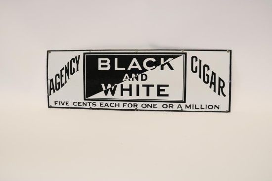 Agency Black And White Cigar Porcelain Sign
