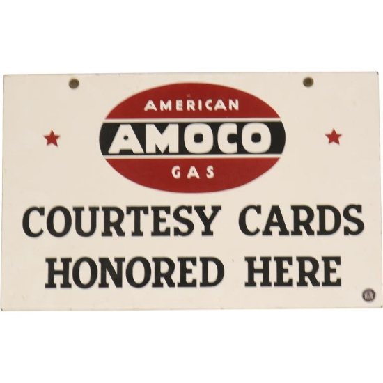 Amoco Courtesy Cards Honored Here Sign