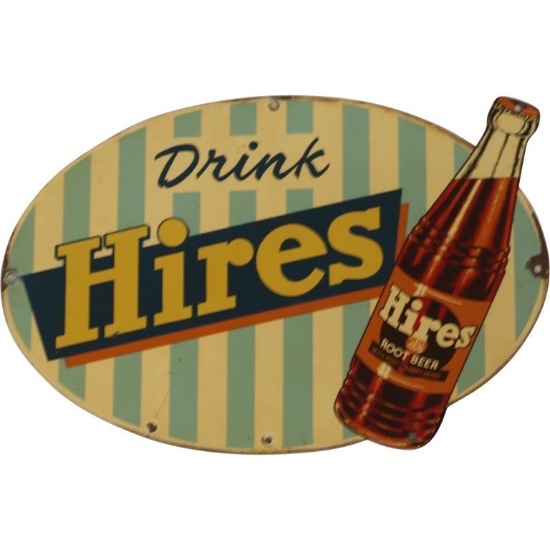 Drink Hires Root Beer w/Bottle Sign