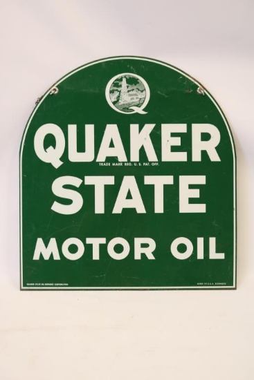 Quaker State Motor Oil Tombstone Tin Sign