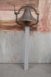 Antique Cast Iron Bell on Wood Stand