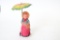 Occupied Japan Celluloid Girl W/ Umbrella Toy