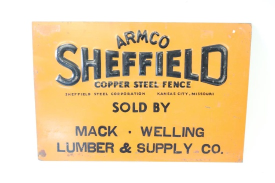 Armco Sheffield Copper Steel Fence Embossed Sign
