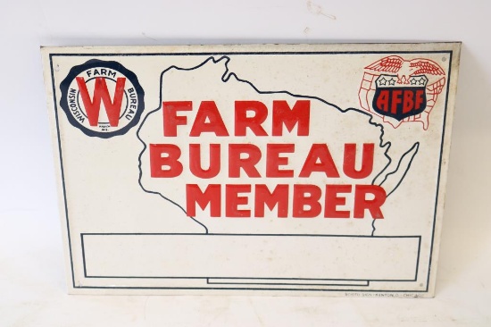Wisconsign Farm Bureau Member Embossed Tin Sign