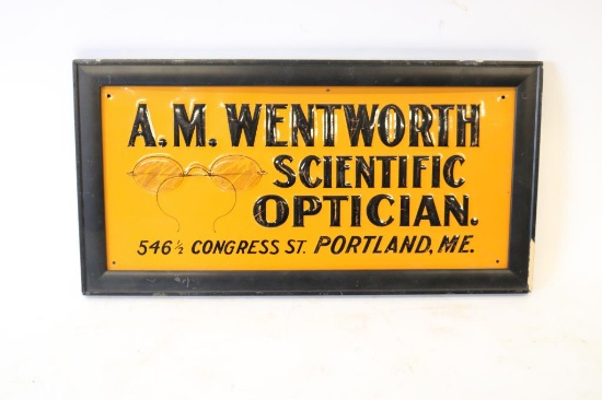 A.M. Wentworth Scientific Optician Embossed Sign