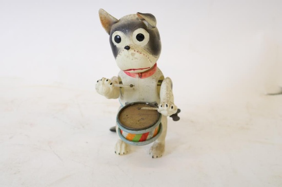 Made In Japan Celluloid Windup Drumming Dog Toy