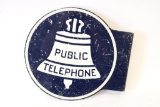 Public Telephone Tin Flange Sign
