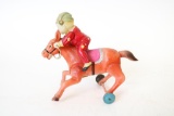 Japanese Celluloid Boy Riding Horse Toy