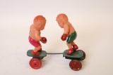 Early Celluloid Windup Boy Boxer Toys