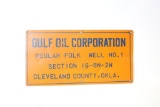 Gulf Oil Corporation Tin Lease Sign
