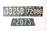 Group Of  Three Vintage License Plates