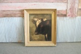 Impressive 1880s Champion Bull Oil Painting