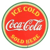 Embossed Ice Cold Coca Cola Sold Here Sign