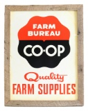 Framed Metal Farm Bureau CO-OP Farm Supplies Sign