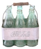 1940's Metal Debossed Coca Cola 6 Pack w/Bottles