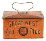 Great West Cut Plug Tobacco Lunch Box Tin