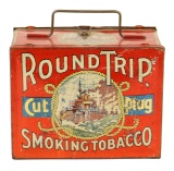 Round Trip Cut Plug Smoking Tobacco Tin Lunch Box