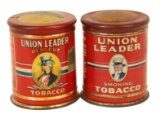 Two Union Leader Tobacco Canisters
