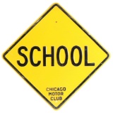 Embossed Steel Chicago Motor Club School Zone Sign