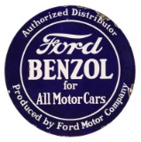 Scarce Ford Benzol For Motorcars Porcelain Sign