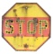 Porcelain Yellow & Red Stop Sign w/Glass Jewels