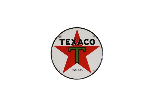 Texaco (Black-T) Star Logo Porcelain Sign