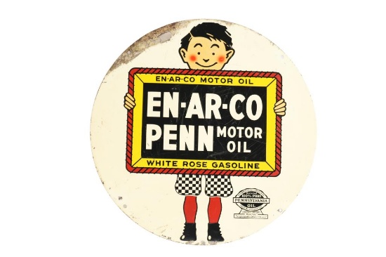 En-Ar-Co Penn Motor Oil w/Boy & Slate Tin Sign