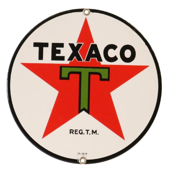 Texaco (Black-T) Star Logo Porcelain Sign