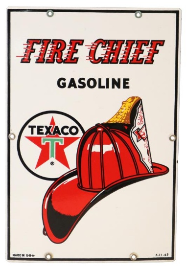Texaco (White-T) Fire Chief Porcelain Pump Plate