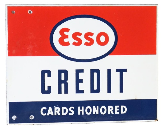 Esso Credit Cards Honored Porcelain Sign
