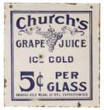 Church's Grape Juice Ice Cold Porcelain Sign