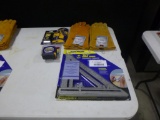 (1) 12'' Speed Square, Tape Measure, Utility Knife, Pack of 100 Blades, (2) Pair of Welding Gloves