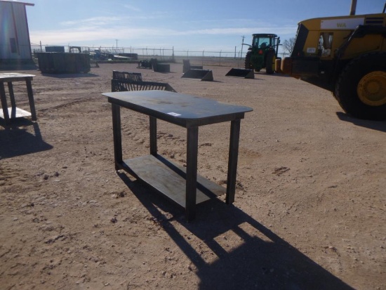 Black Painted Heavy Duty 30'' X 57'' Welding Shop Table with Shelf