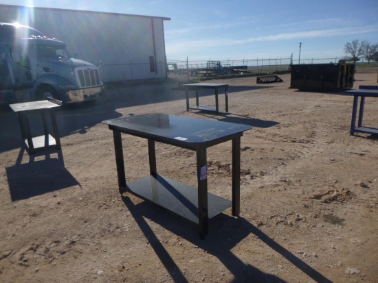 Black Painted Heavy Duty 30'' X 57'' Welding Shop Table with Shelf