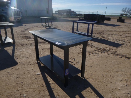 Black Painted Heavy Duty 30'' X 57'' Welding Shop Table with Shelf