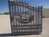 Unused Greatbear 14ft Iron Gate with artwork ''DEER '' in the Middle Gate Frame