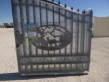 Unused Greatbear 14ft Iron Gate with artwork ''DEER '' in the Middle Gate Frame