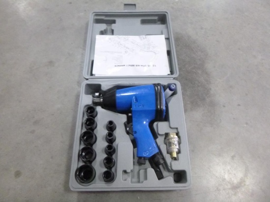 Unused 1/2'' Drive Air Impact Wrench with mm Sockets Set