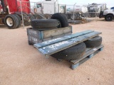 (6) Wheels/Tires and (2) wooden crates
